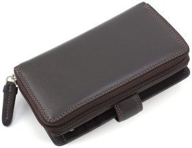 Жіночий коричневий гаманець з натуральної шкіри RFID - Visconti 68789