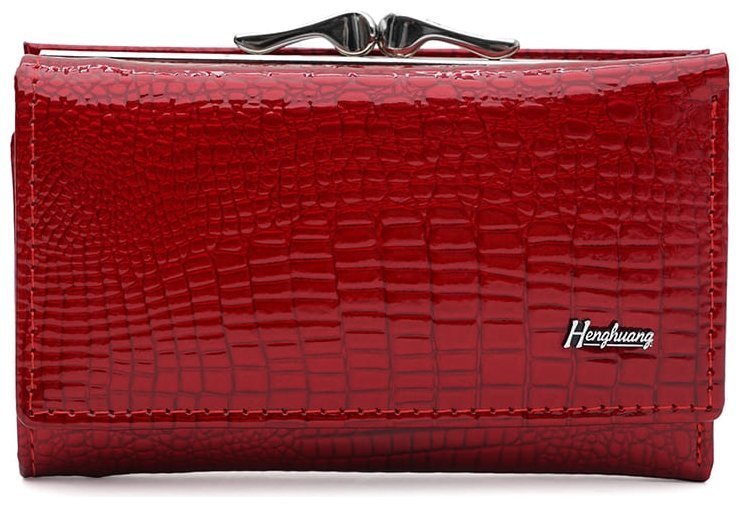 Горизонтальный лаковый кошелек из кожи для женщин Ricco Grande 108989 красный modnotak фото №1