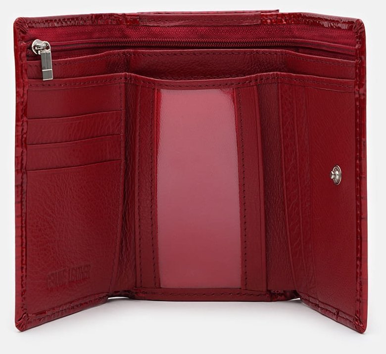 Горизонтальный лаковый кошелек из кожи для женщин Ricco Grande 108989 красный modnotak фото №3