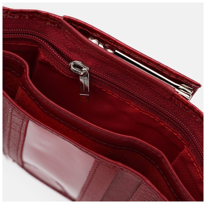 Горизонтальный лаковый кошелек из кожи для женщин Ricco Grande 108989 красный modnotak фото №4