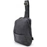 Черная мужская сумка-слинг из натуральной кожи и текстиля на молнии TARWA (21698) - 1