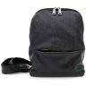 Черная мужская сумка-слинг из натуральной кожи и текстиля на молнии TARWA (21698) - 3