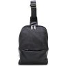Черная мужская сумка-слинг из натуральной кожи и текстиля на молнии TARWA (21698) - 7