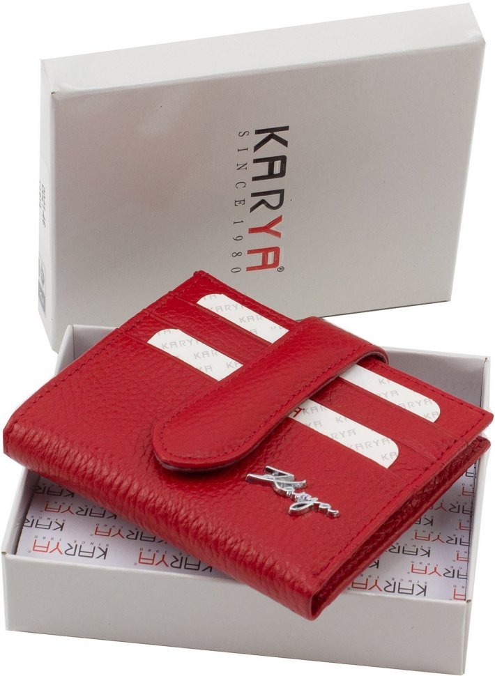 Червоний жіночий гаманець подвійного додавання під карти KARYA (19472)