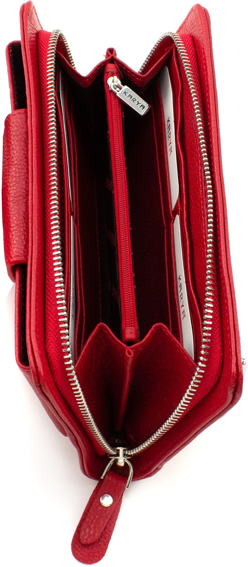 Женский кошелек-клатч из качественной кожи красного цвета на запястье KARYA (19596)
