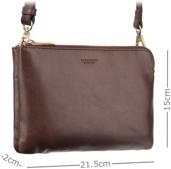Горизонтальна шкіряна сумка на плече коричневого кольору Visconti Eden 69189