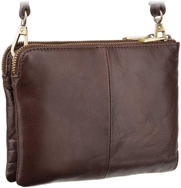 Горизонтальная кожаная сумка на плечо коричневого цвета Visconti Eden 69189
