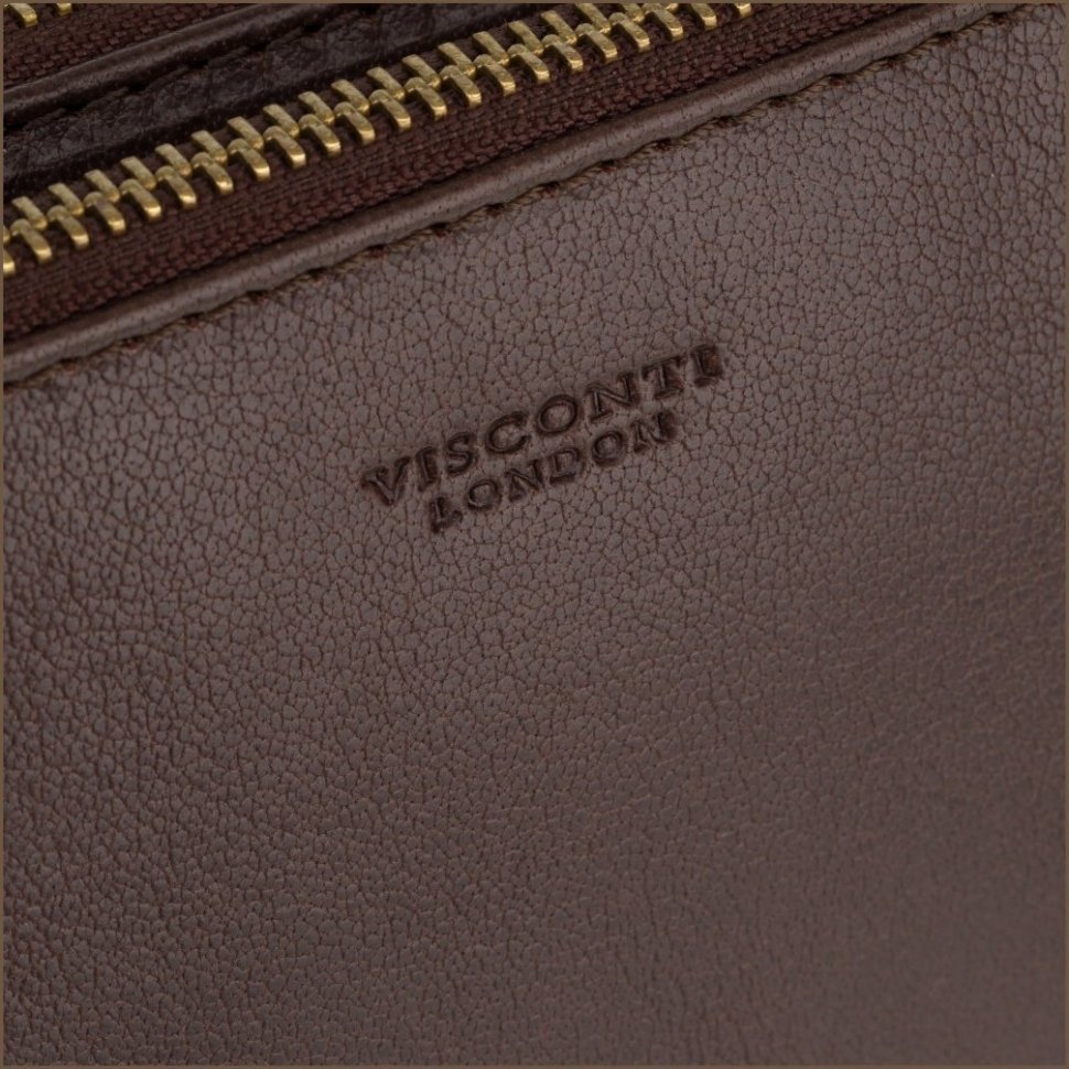 Горизонтальная кожаная сумка на плечо коричневого цвета Visconti Eden 69189