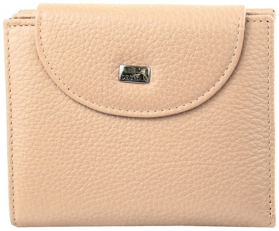 Компактний жіночий гаманець із натуральної фактурної шкіри Desisan 80290 бежевого кольору modnotak фото №1