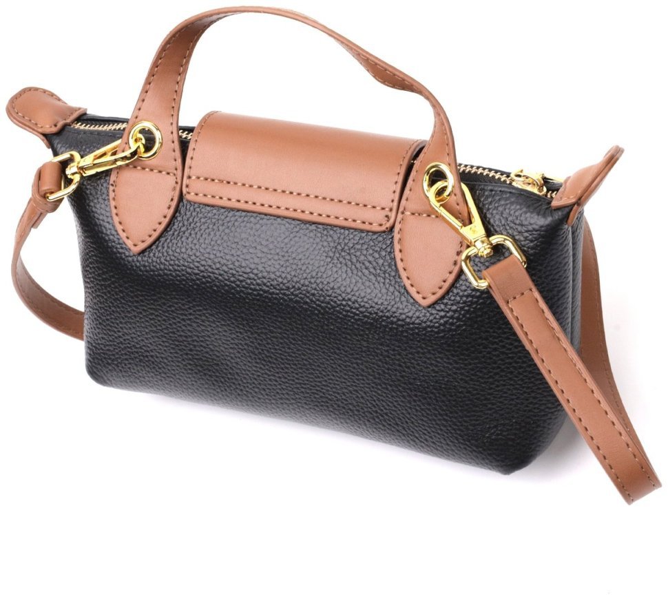 Горизонтальна жіноча сумка з натуральної шкіри чорного кольору Vintage 2422252