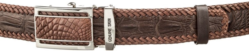 Мужской ремень-автомат из коричневой кожи крокодила CROCODILE LEATHER (024-18600) modnotak фото №2