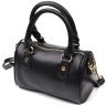 Стильна жіноча сумка з натуральної шкіри чорного кольору з двома ручками Vintage 2422353 - 2