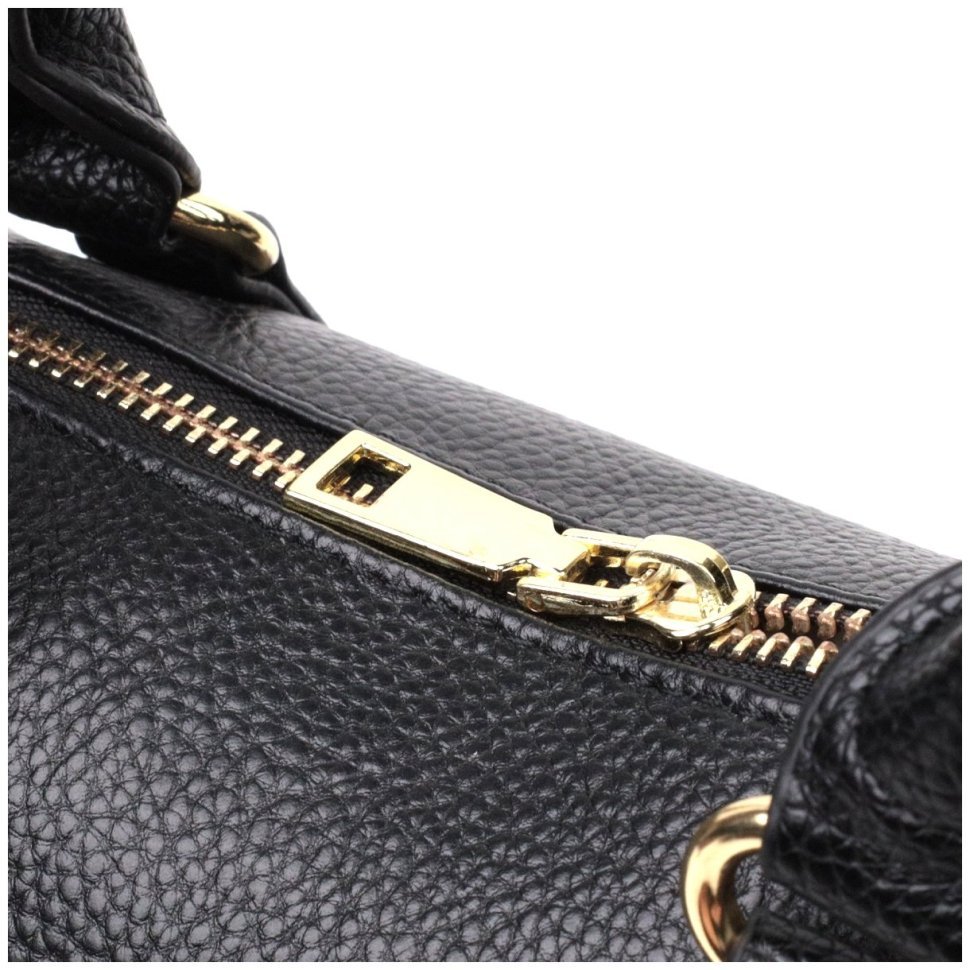 Стильная женская сумка из натуральной кожи черного цвета с двумя ручками Vintage 2422353