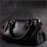 Стильная женская сумка из натуральной кожи черного цвета с двумя ручками Vintage 2422353 - 7