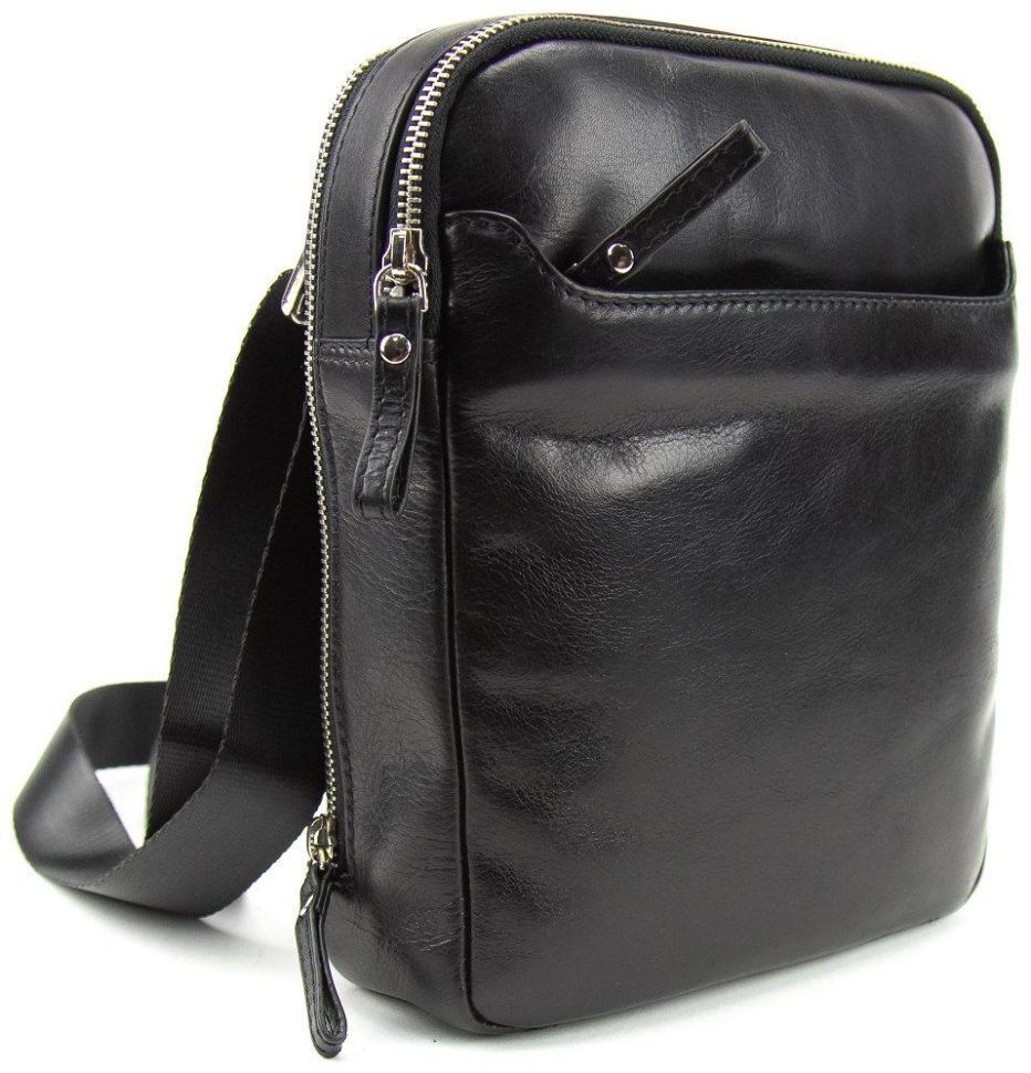 Мужская сумка планшет из гладкой кожи черного цвета Tavinchi 90790 modnotak фото №3