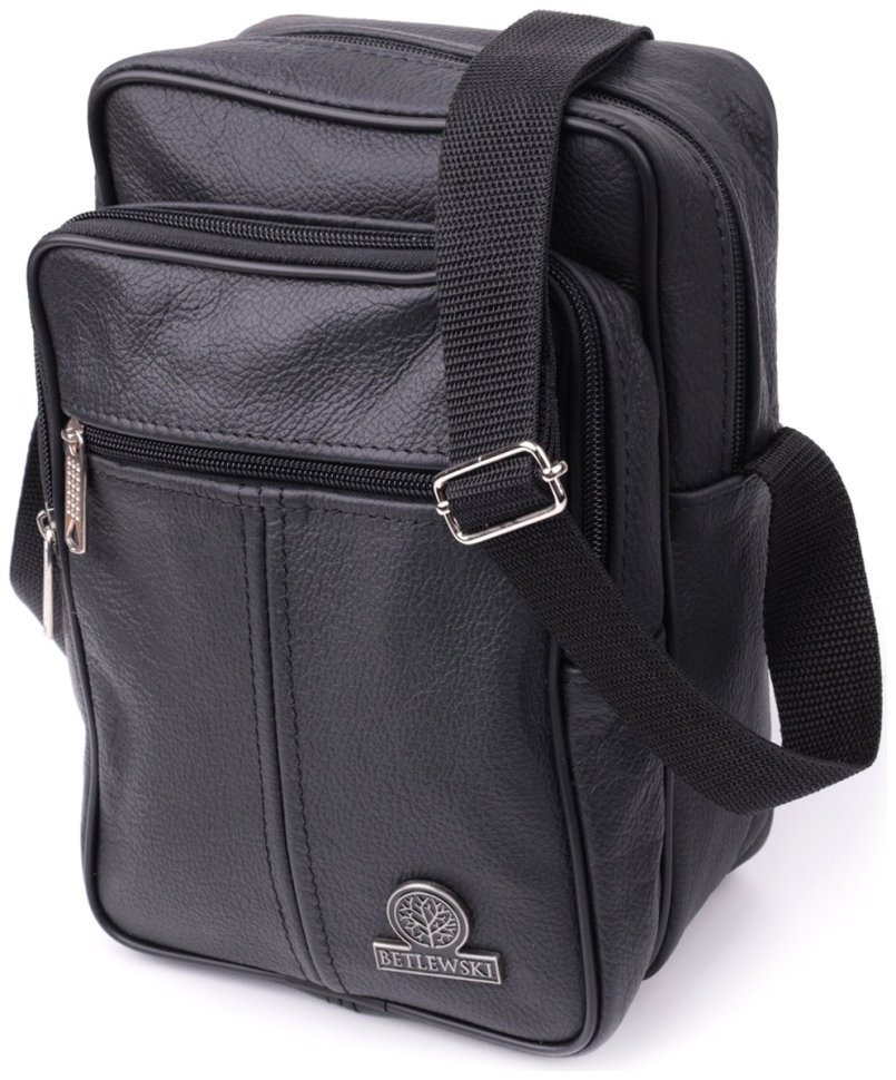 Містка недорога чоловіча шкіряна сумка чорного кольору Vintage Style 91290 modnotak фото №1