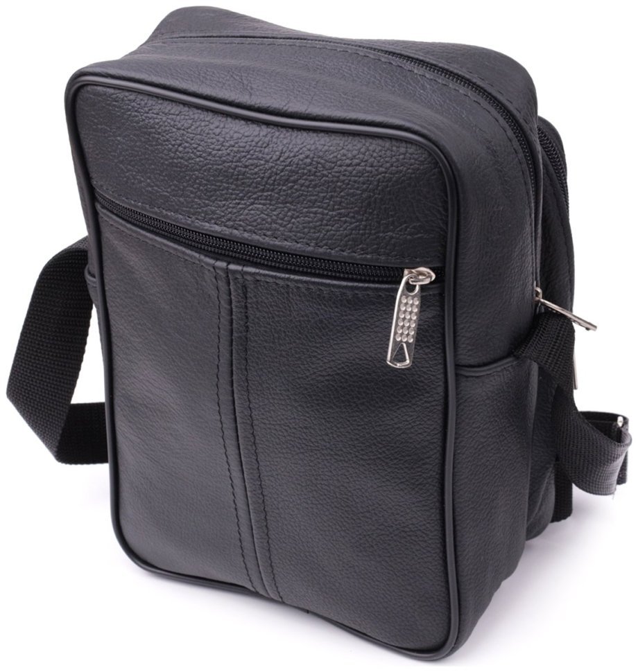 Містка недорога чоловіча шкіряна сумка чорного кольору Vintage Style 91290 modnotak фото №2