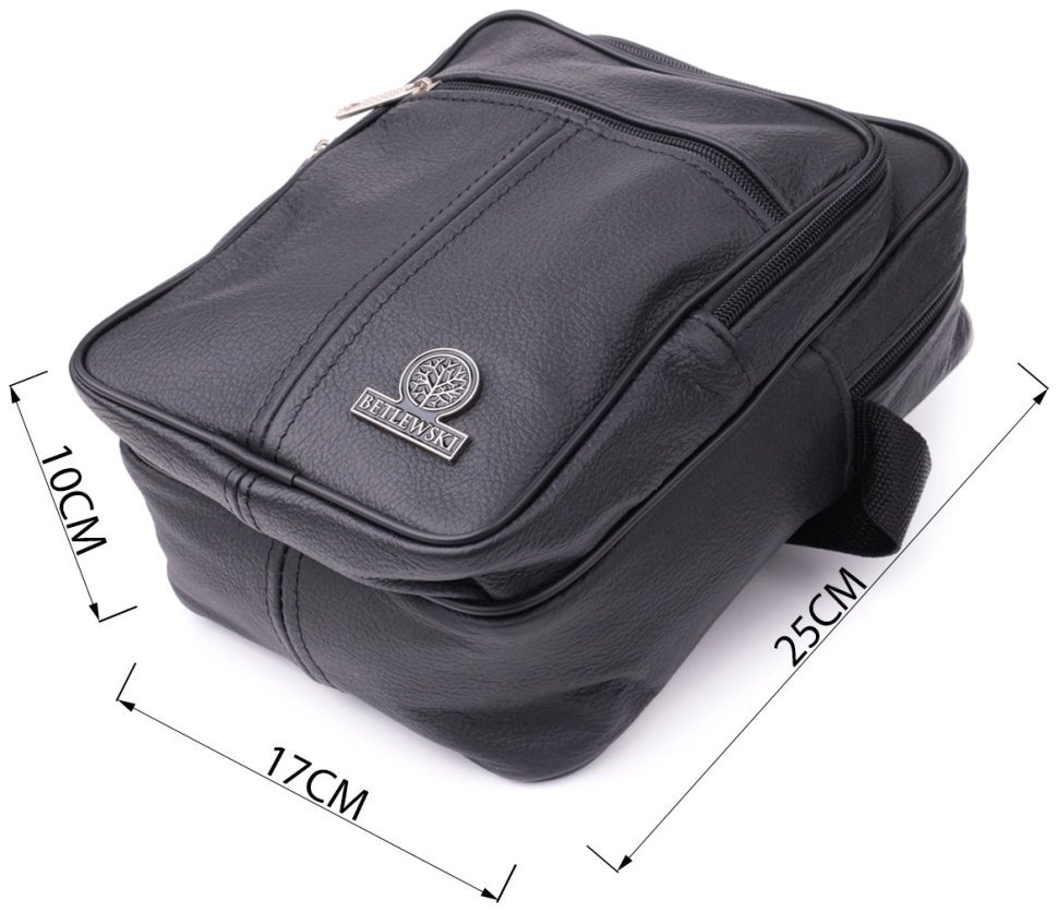 Містка недорога чоловіча шкіряна сумка чорного кольору Vintage Style 91290 modnotak фото №3