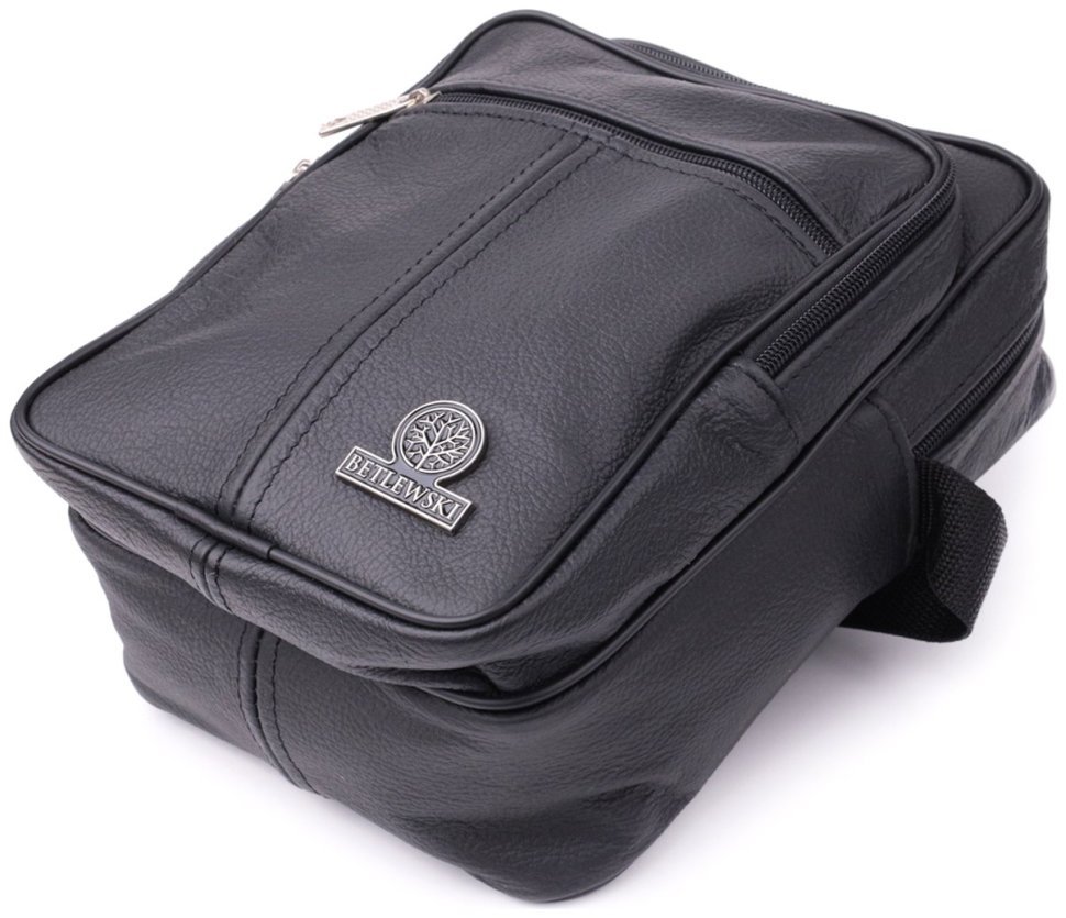 Містка недорога чоловіча шкіряна сумка чорного кольору Vintage Style 91290 modnotak фото №5