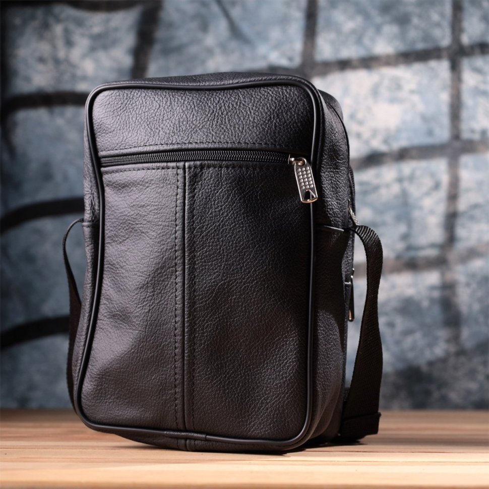 Містка недорога чоловіча шкіряна сумка чорного кольору Vintage Style 91290 modnotak фото №10