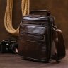 Недорогая мужская сумка из натуральной кожи темно-коричневого цвета с ручкой Vintage (20473) - 7
