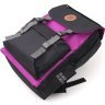Молодежный вместительный текстильный рюкзак черного цвета с клапаном Vintage (18719) - 3