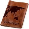 Коричневая обложка на паспорт из натуральной кожи с картой мира Shvigel (2413919) - 1