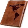 Коричневая обложка на паспорт из натуральной кожи с картой мира Shvigel (2413919) - 2