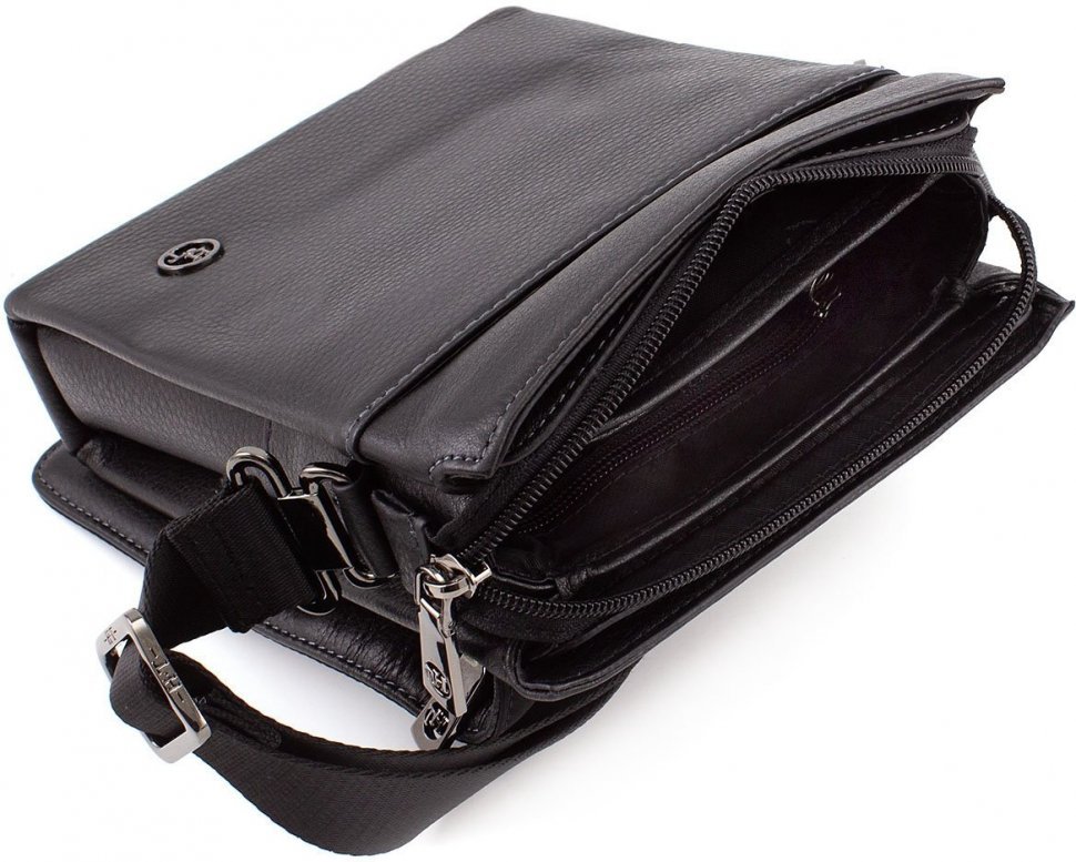 Кожаная мужская сумка с клапаном на магните H.T Leather (10330)