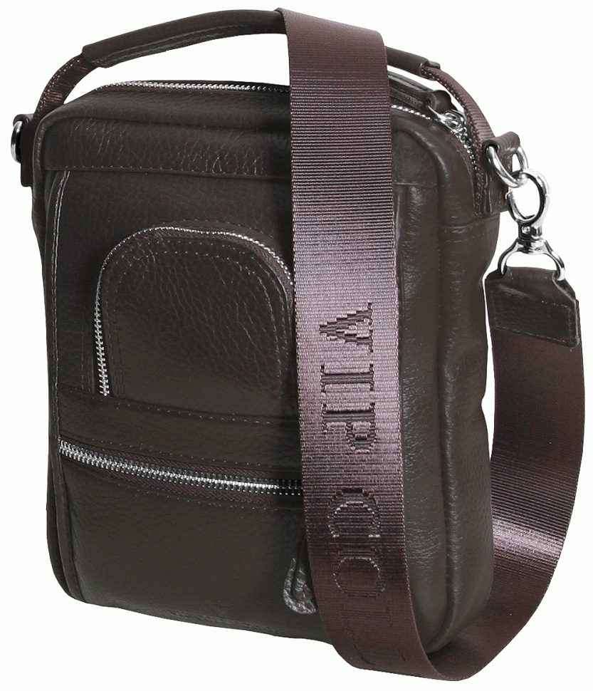 Чоловіча барсетка з фактурної шкіри із ручкою для носіння Vip Collection 102390 коричнева фото №1 Чоловіча барсетка з фактурної шкіри із ручкою для носіння Vip Collection 102390 коричнева modnotak фото №1