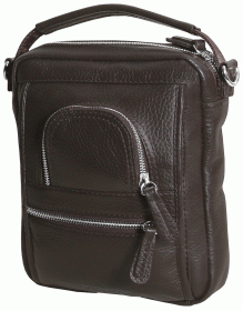 Мужская барсетка из фактурной кожи с ручкой для носки Vip Collection 102390 коричневая