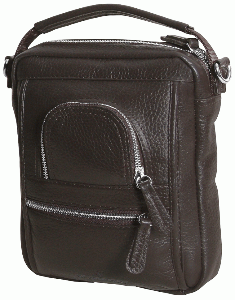 Чоловіча барсетка з фактурної шкіри із ручкою для носіння Vip Collection 102390 коричнева фото №2 Чоловіча барсетка з фактурної шкіри із ручкою для носіння Vip Collection 102390 коричнева modnotak фото №2