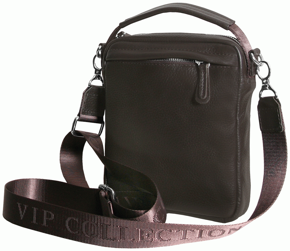 Чоловіча барсетка з фактурної шкіри із ручкою для носіння Vip Collection 102390 коричнева фото №3 Чоловіча барсетка з фактурної шкіри із ручкою для носіння Vip Collection 102390 коричнева modnotak фото №3