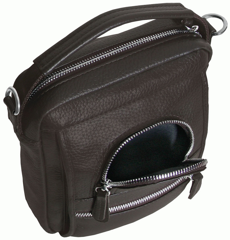 Чоловіча барсетка з фактурної шкіри із ручкою для носіння Vip Collection 102390 коричнева фото №6 Чоловіча барсетка з фактурної шкіри із ручкою для носіння Vip Collection 102390 коричнева modnotak фото №6