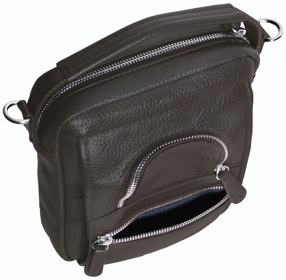 Чоловіча барсетка з фактурної шкіри із ручкою для носіння Vip Collection 102390 коричнева фото №7 Чоловіча барсетка з фактурної шкіри із ручкою для носіння Vip Collection 102390 коричнева modnotak фото №7