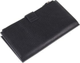 Чорний чоловічий клатч з натуральної шкіри під багато карт Vintage (14459)