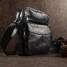 Вертикальная мужская черная сумка из натуральной кожи Vintage (14909) - 3