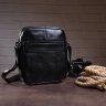 Вертикальная мужская черная сумка из натуральной кожи Vintage (14909) - 6
