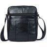 Вертикальная мужская черная сумка из натуральной кожи Vintage (14909) - 9