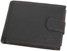 Коричневое портмоне с фиксацией на кнопку в зернистой коже Vip Collection 102590