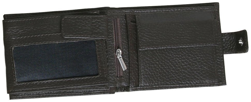 Коричневе портмоне з фіксацією на кнопку в зернистій шкірі Vip Collection 102590 фото №3 Коричневе портмоне з фіксацією на кнопку в зернистій шкірі Vip Collection 102590 modnotak фото №3