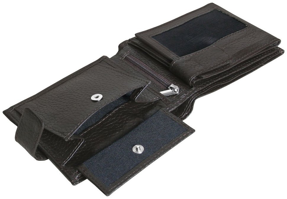 Коричневе портмоне з фіксацією на кнопку в зернистій шкірі Vip Collection 102590 фото №7 Коричневе портмоне з фіксацією на кнопку в зернистій шкірі Vip Collection 102590 modnotak фото №7