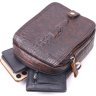 Маленька коричнева чоловіча сумка з натуральної шкіри з тисненням під крокодила Vintage (2421300) - 5