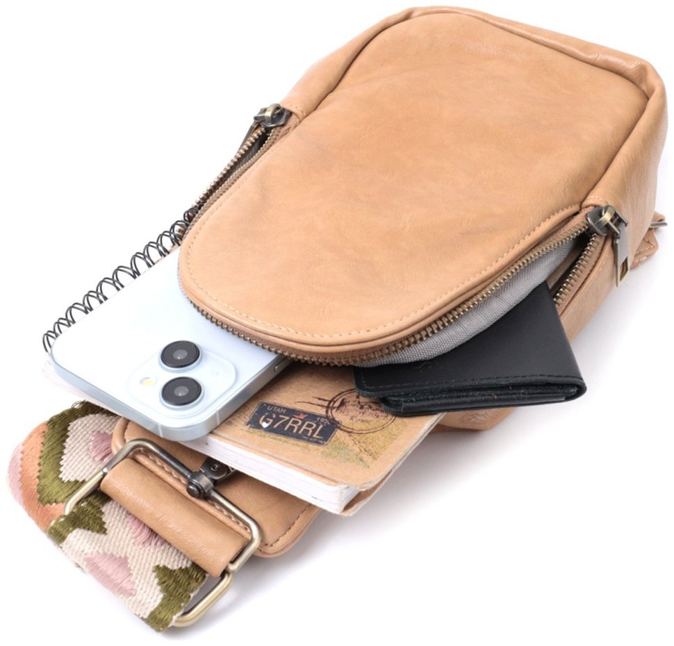 Женская сумка через плечо из экокожи Vintage 22790 Светло-коричневая фото №8 Женская сумка через плечо из экокожи Vintage 22790 Светло-коричневая modnotak фото №8