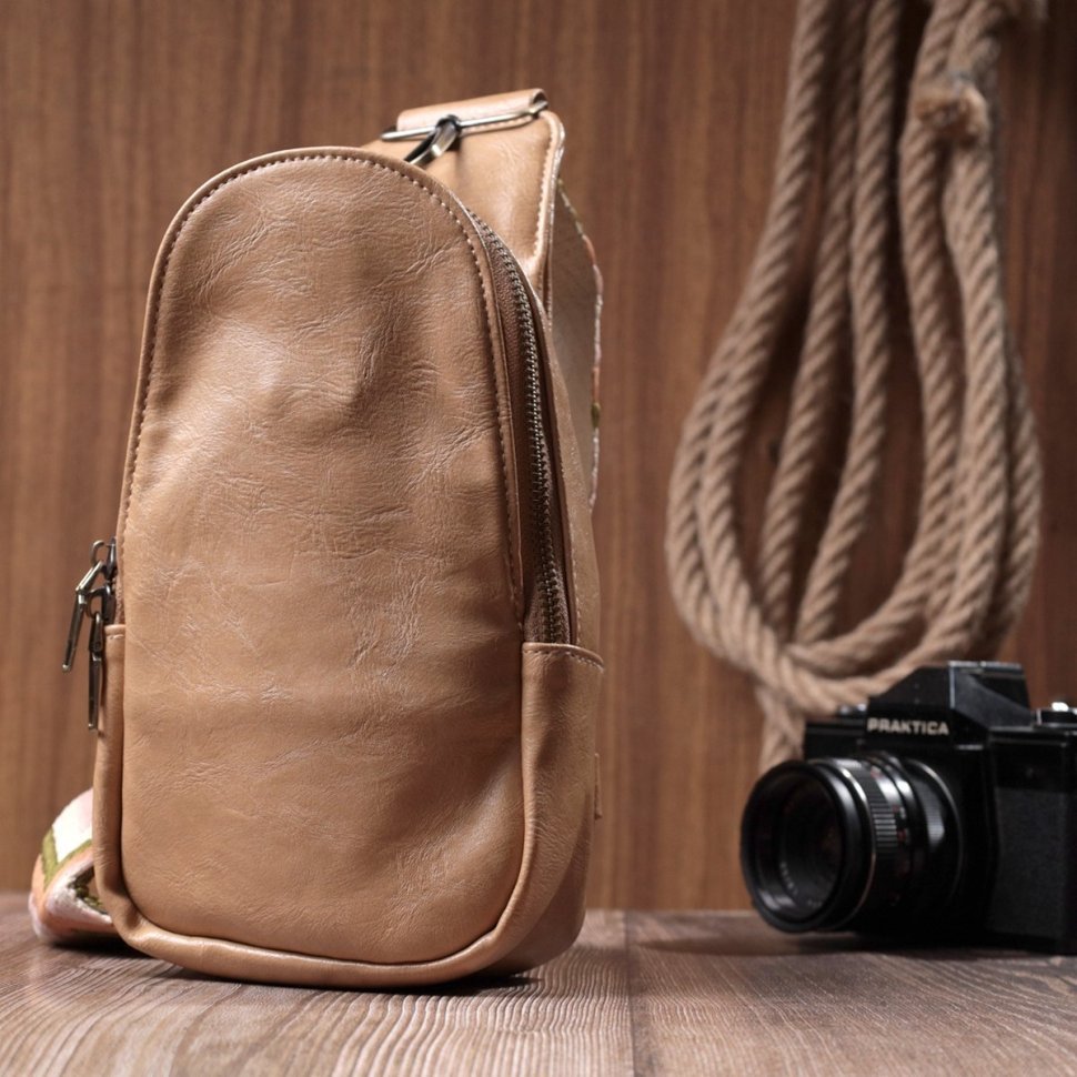 Женская сумка через плечо из экокожи Vintage 22790 Светло-коричневая фото №9 Женская сумка через плечо из экокожи Vintage 22790 Светло-коричневая modnotak фото №9