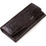 Довгий коричневий жіночий гаманець з натуральної шкіри з тисненням під крокодила CANPELLINI (2421726) - 1