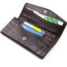 Довгий коричневий жіночий гаманець з натуральної шкіри з тисненням під крокодила CANPELLINI (2421726) - 3