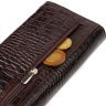 Довгий коричневий жіночий гаманець з натуральної шкіри з тисненням під крокодила CANPELLINI (2421726) - 5