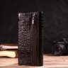 Довгий коричневий жіночий гаманець з натуральної шкіри з тисненням під крокодила CANPELLINI (2421726) - 7