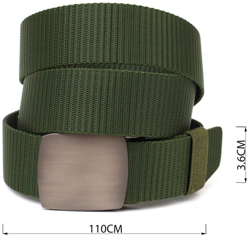 Чоловічий ремінь із зеленого текстилю з металевою пряжкою Vintage (2420595) modnotak фото №9